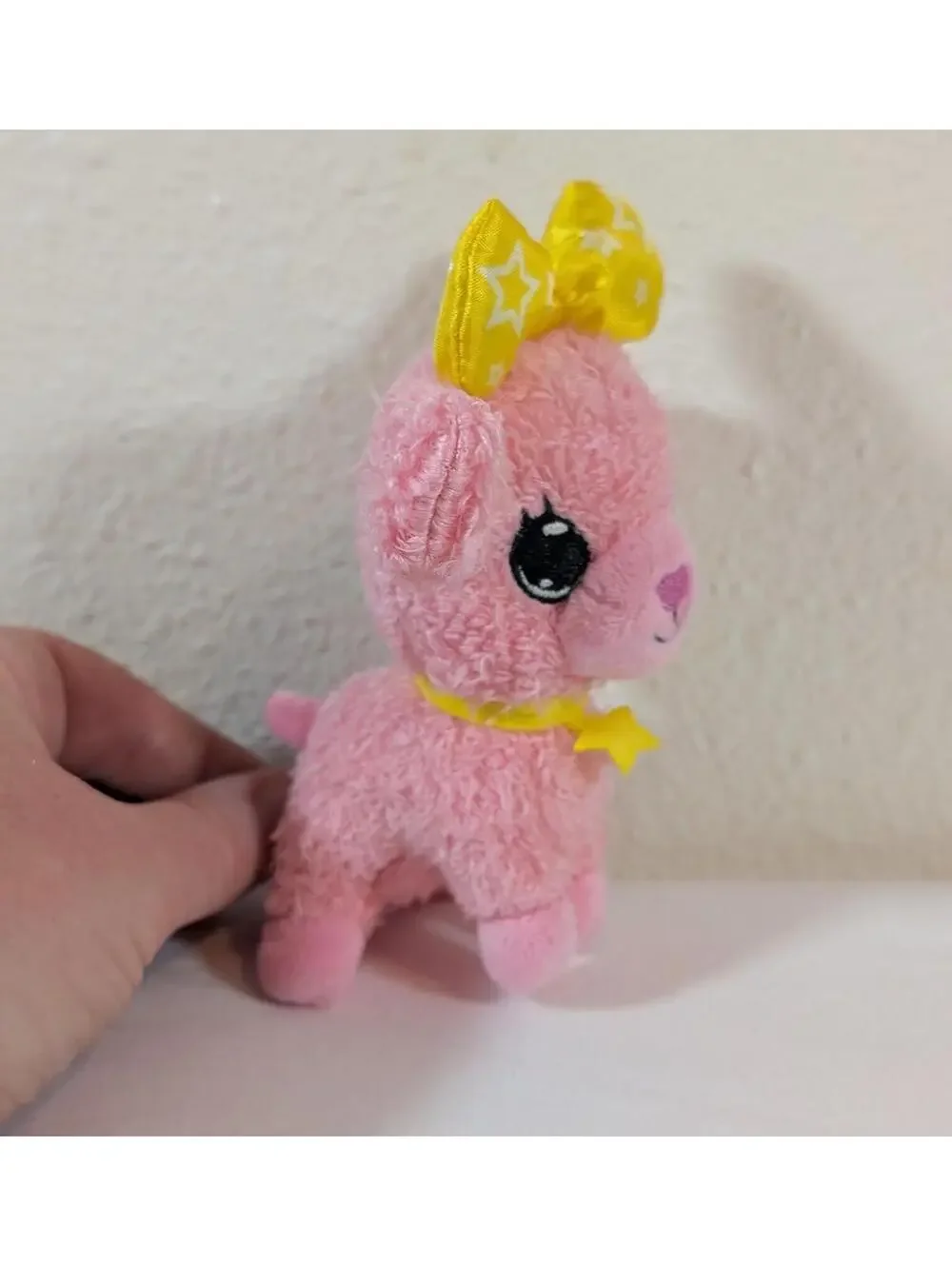 Wish Me by Jay@Play Pink Plush Dog with Yellow Star Collar and Bow